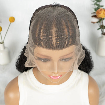 Knotless Braided Wigs With Curly Hair 13x6 Synthetic Braided Wigs Cornrows Wigs Afro Kinky Curly  Braided Wigs For Black Women Good Vibrations