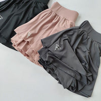 Sports skirt fake two-piece running skirt womensummer quick drying hip covering light proof breathable tennis Yoga skirt pants Good Vibrations