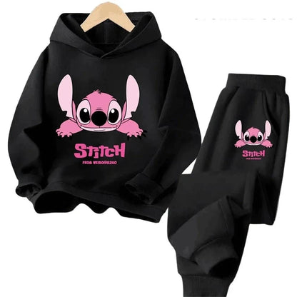 Children Hoodies Stitch Kawaii Fashion Pullover Sweatshirt Anime Trucksuit Manga Cartoons Girls Boy Kids Autumn Casual Clothes Good Vibrations