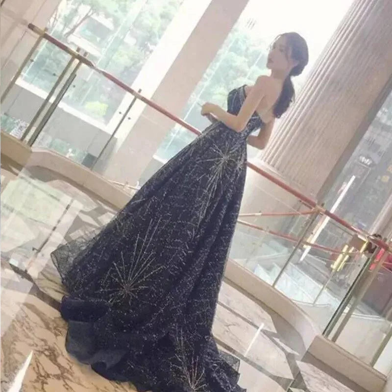 Prom Dresses long Sexy V-Neck Evening Dresses New Design Party gown Sequines Evening Vestidos Good Vibrations