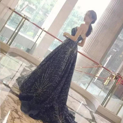 Prom Dresses long Sexy V-Neck Evening Dresses New Design Party gown Sequines Evening Vestidos Good Vibrations