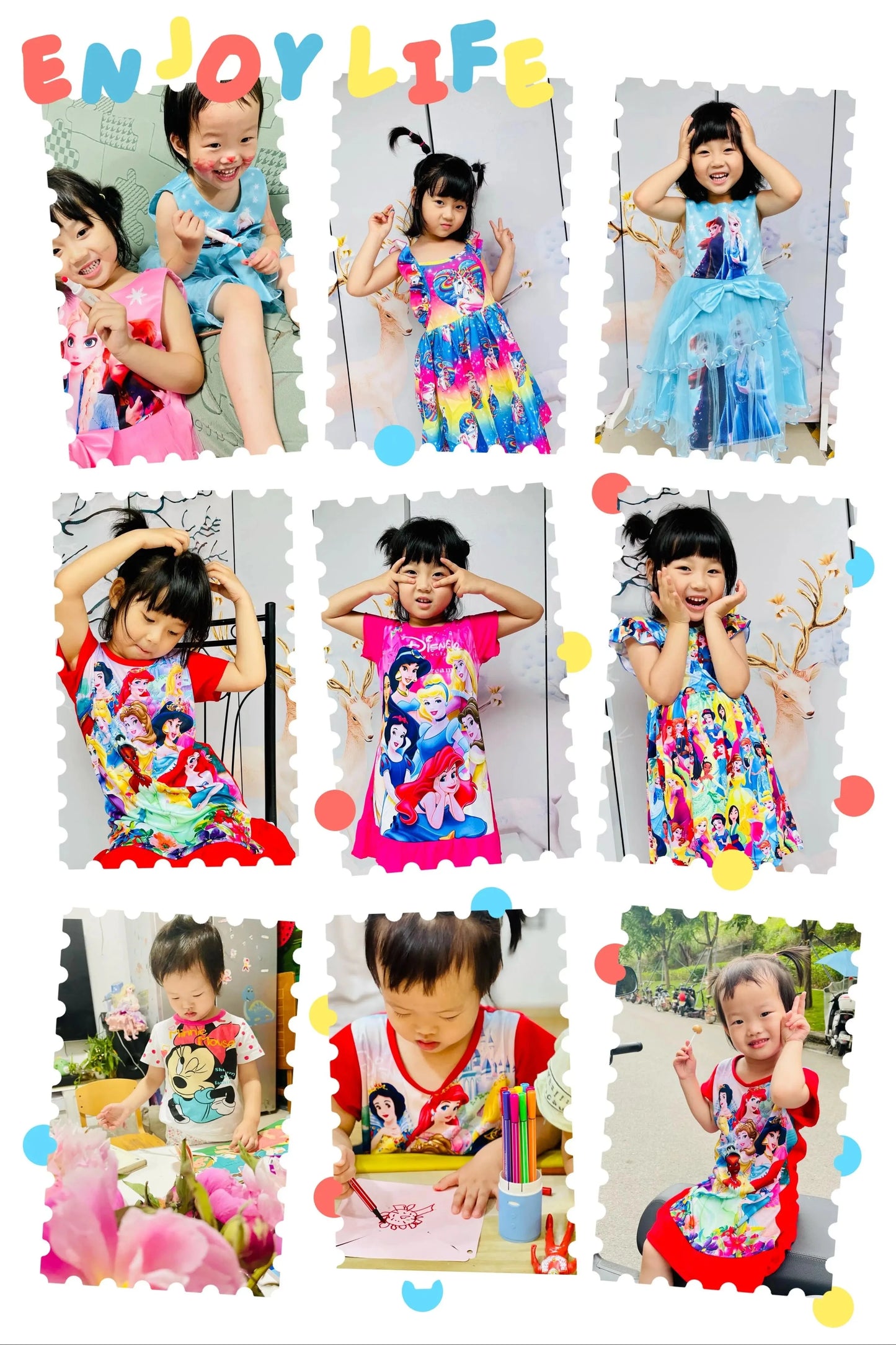 New kids Nightdress Elsa Cartoon Dress Minnie Printing Sleepwear Girls Nightgowns Children Party Dresses Pajamas Girls Dress Good Vibrations