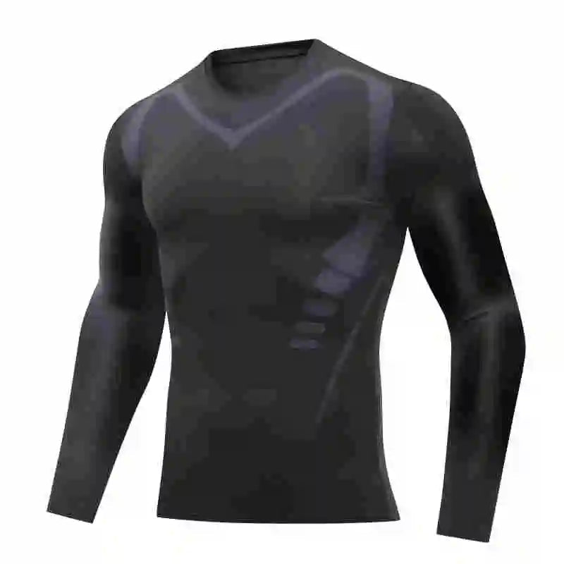 Men's tight warm long-sleeved trousers suit for autumn and winter men's fitness pants shirt running yoga athletes' sport Good Vibrations