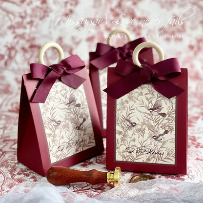 DIY Favors Birthday Party Jelwery Gift Packing Box Flowers Birds and Forest Wedding Candy Box with Wooden Ring Empty Paper Boxes Good Vibrations