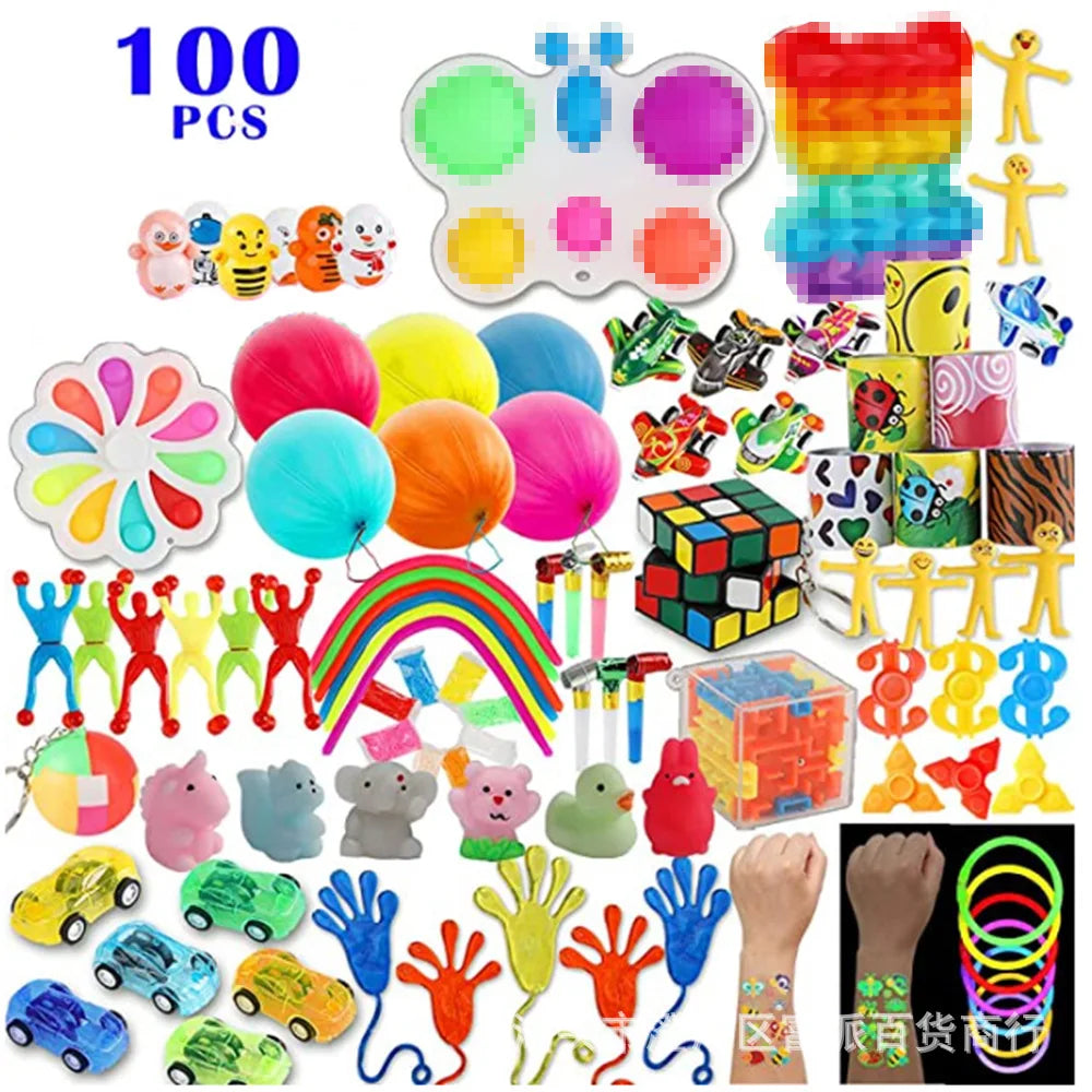 52/120Pcs Kids Birthday Party favors Pinata Stuffed Toy Finger Skateboard Stress Relief Toys Carnival Prize Pinata Filler Gift Good Vibrations