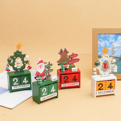 Christmas Gifts Wooden Calendar Tabletop Ornaments Santa Claus Christmas Tree Decorations Home Decoration Accessories
