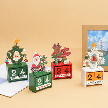 Christmas Gifts Wooden Calendar Tabletop Ornaments Santa Claus Christmas Tree Decorations Home Decoration Accessories Good Vibrations