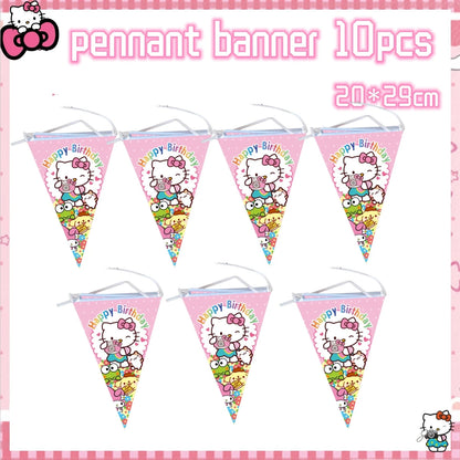 Hello Kitty Birthday Party Decoration Disposable Tableware Cup Plate Tablecloth Balloons Baby Shower Girls Party favors Supplies Good Vibrations