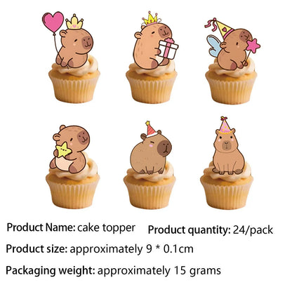 Cartoon Capybara Birthday Party Decoration Disposable Tableware Cup Plate Napkins Tablecloth Banner Baby Shower Party Supplies Good Vibrations