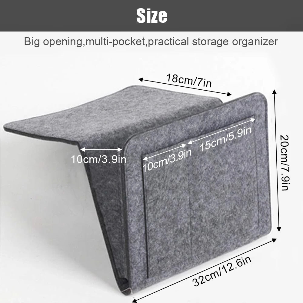 Bed Pockets Bedside Storage Can Hold Tablet Magazine Book Phone,For Bed,Sofa,Felt Bed Side Caddy Organizer With 5 Pockets, Good Vibrations