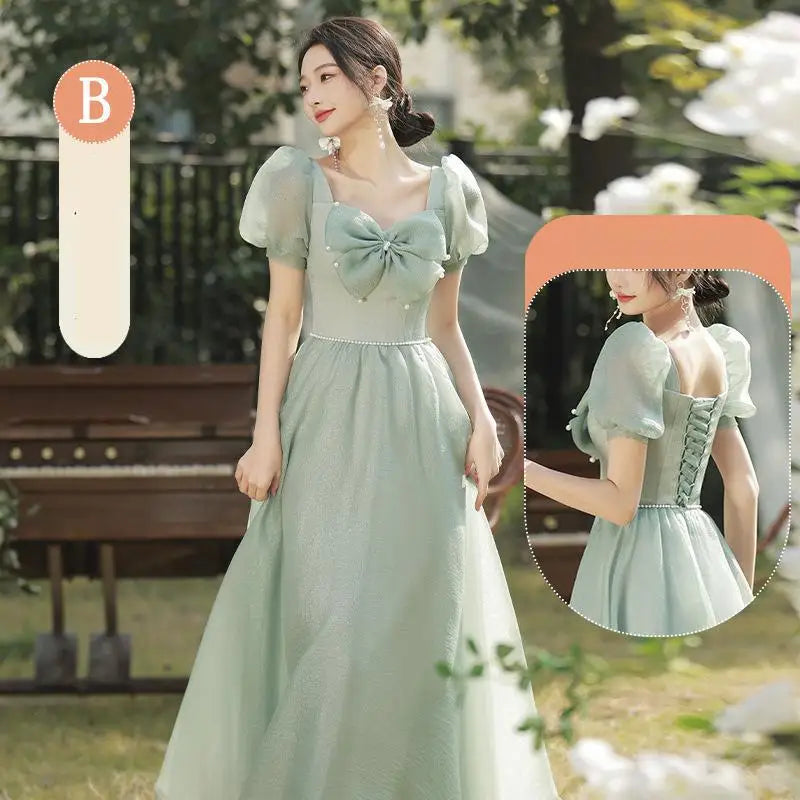 Tulle Bridesmaid Dresses Elegant With Bow Wedding Party Dress Multiple Styles A-line Plus Size Long Dress Customized Good Vibrations