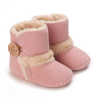 Baby Autumn/Winter Pink Snow Boots 0-18M Girl Baby Warm Cotton Shoes Solid Color First Walking Shoes Children's Shoes Good Vibrations