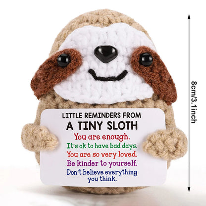 Inspirational Birthday Gifts for Women, Small Reminders of Emotional Positivity and Support, Shark, Penguin, Duck, Fun and Cute Knitted Sloth, Suitable for Her, Him, College Friends, Colleagues, Christmas Stocking Stuffers Good Vibrations