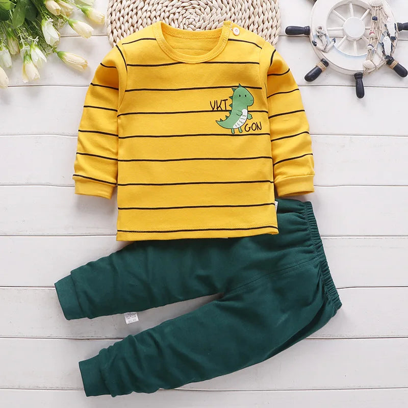 Cotton baby girl clothing winter newborn baby clothing set 2 sets of spring children's pajamas 0-5 year old baby cartoon casual Good Vibrations