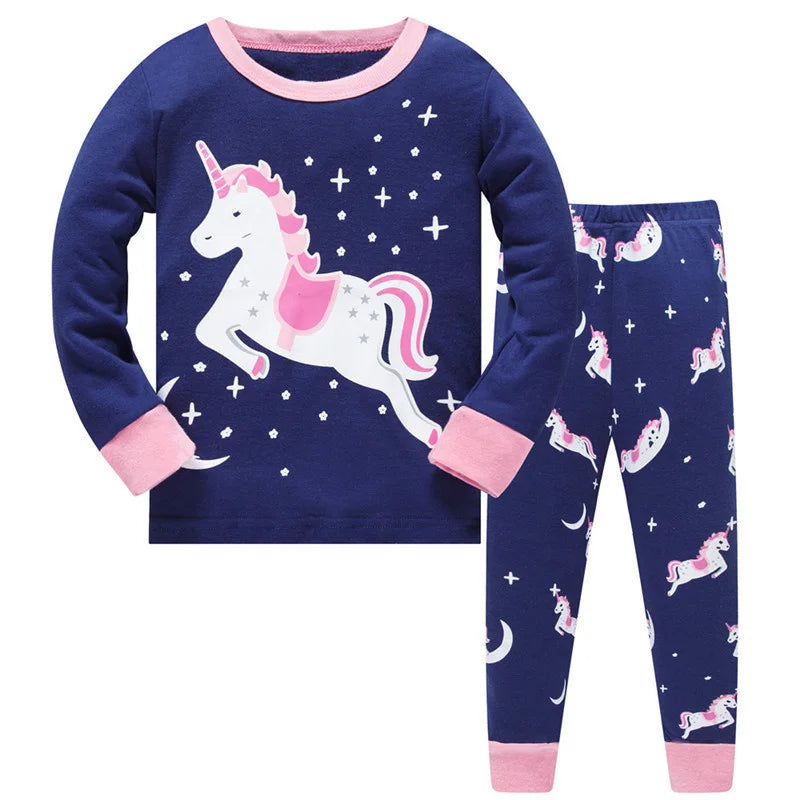 Jumping Meters 3-8T Flamingo Print  Autumn Winter Girls Sleepwear Fashion Children's Home Clothes Kids Pyjamas Costume Good Vibrations