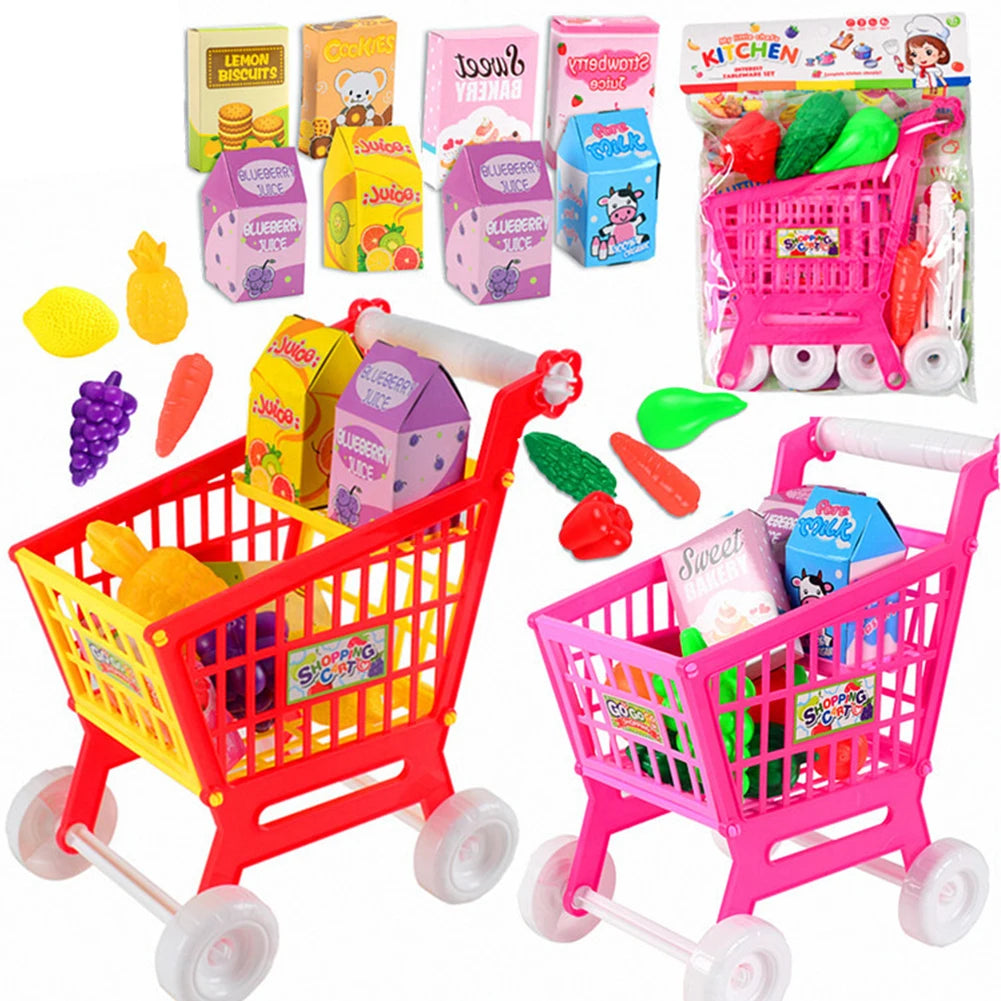 21 Pieces Trolley Toys Interactive Play Set Shopping Cart Play Set Role Play Toys Pretend Play Educational Toy for Children Kids Good Vibrations