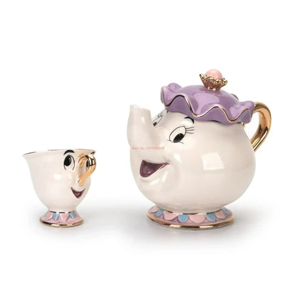 Disney Teapot Cute Cartoon Beauty And The Beast Coffee Pots Mug Mrs Potts Chip Cup Tea Cup Pots One Tea Set Droshipping Desk Gif Good Vibrations Adult Super Store