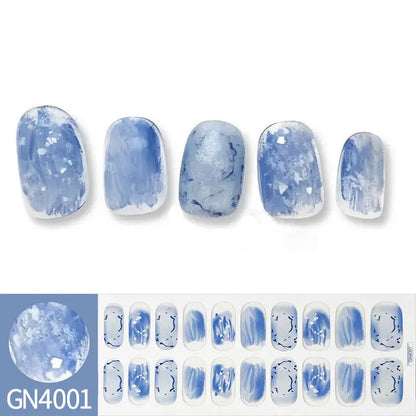 20Tips Semi-Cured Gel Nail Sticker Pure Color Uv/Led Lamp Gel Nail Polish Wraps Long-Lasting Full Cover Gel Sticker Nail Decor Good Vibrations