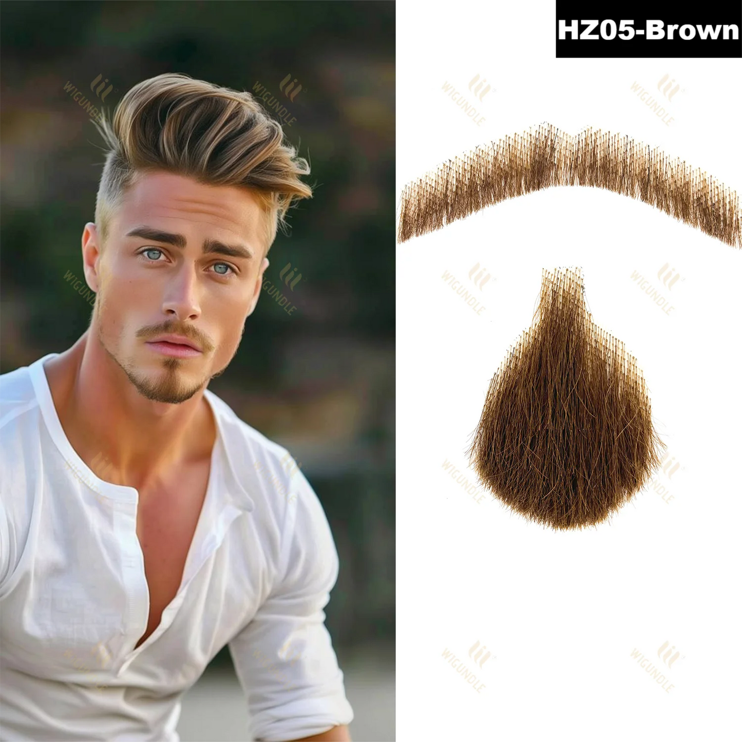 Wigundle Man's Beard Hand Made Real Hair Fake Beard Mustache Fancy Synthetic Invisible for Makeup Fake Hair Cospaly Party Tools Good Vibrations