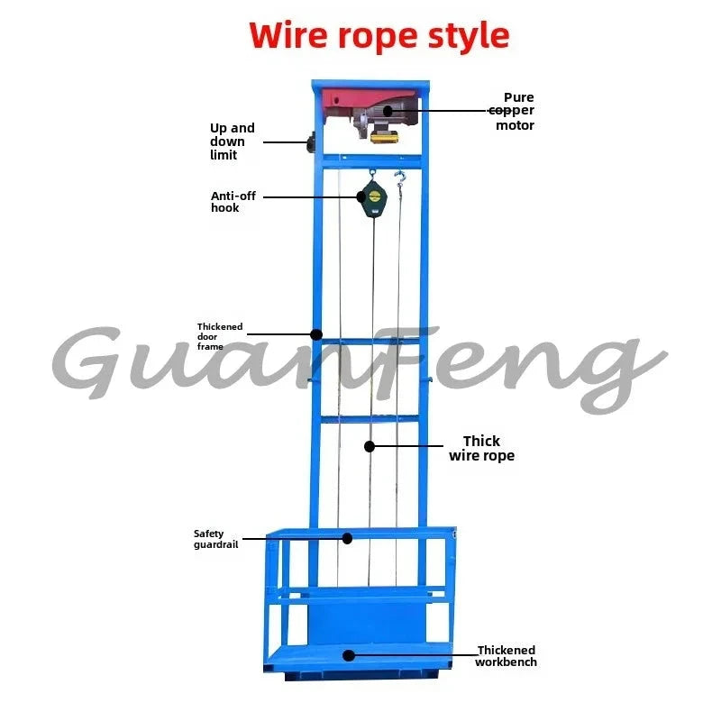 Hydraulic Lift Freight Elevator Small Lift Household Electric Platform Lift Customized Double Track Workshop Lifting Platform Good Vibrations