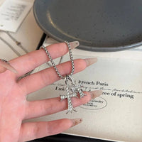 European Cuban Cross Necklace, Hip-Hop Luxury Niche Design, Women’s Long Sweater Chain, Daily/Street Versatile, Perfect Gift Good Vibrations