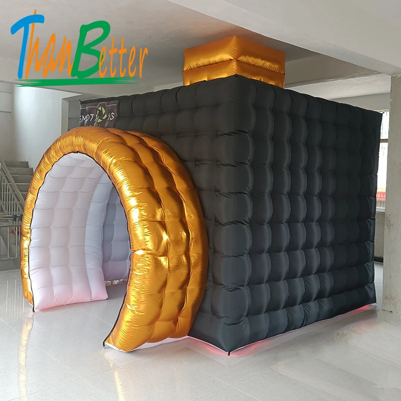 Gold Silver Black White New Style Camera Shape Wedding Party Inflatable Photo Booth Tent Cabin PhotoBooth With Multi Color LED Good Vibrations