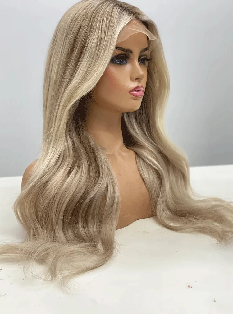 Blonde balayage full lace wigs Synthetic hair wig custom wigs lace front wigs blonde Cosplay For Women lace wigs glueless wigs Good Vibrations