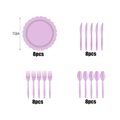 New purple party disposable tableware, baby shower, wedding party decoration, children's adult birthday party event celebration Good Vibrations