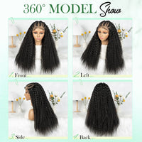 Knotless Braided Wigs With Curly Hair 13x6 Synthetic Braided Wigs Cornrows Wigs Afro Kinky Curly  Braided Wigs For Black Women Good Vibrations