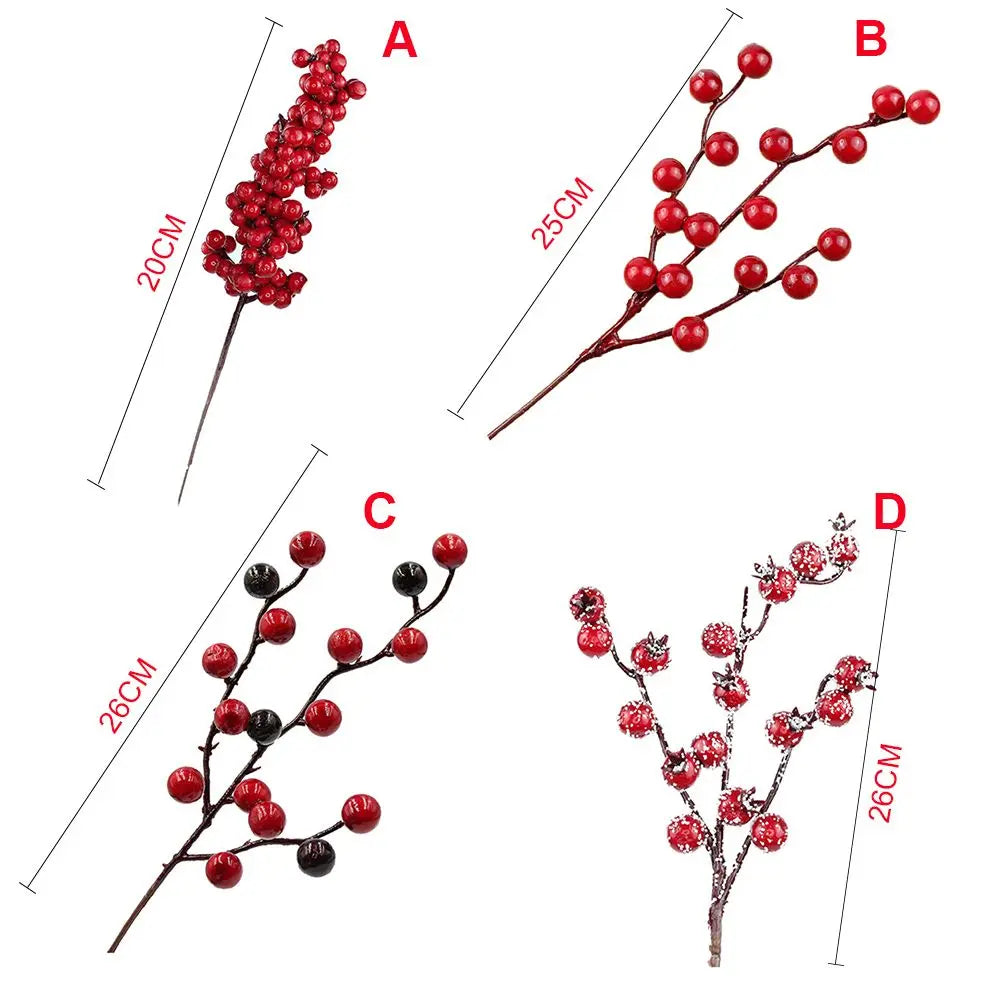 Party Decor Home Wedding Red Berry Bouquet Artificial Pine Cone Flower Branch Bubble Good Vibrations