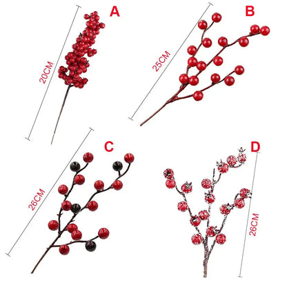 Party Decor Home Wedding Red Berry Bouquet Artificial Pine Cone Flower Branch Bubble Good Vibrations
