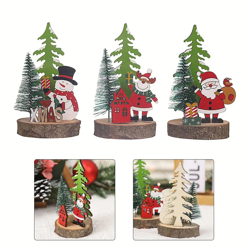 Christmas Wooden Ornaments Xmas Tree Pendant Santa Claus Crafts Table Decor Christmas Tree Decor Xmas Gifts New Year 2024 Good Vibrations