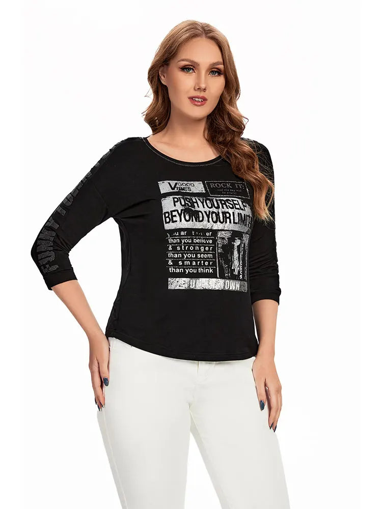 Womens plus size woven round neck shirt belongs to the category of womens clothing Good Vibrations