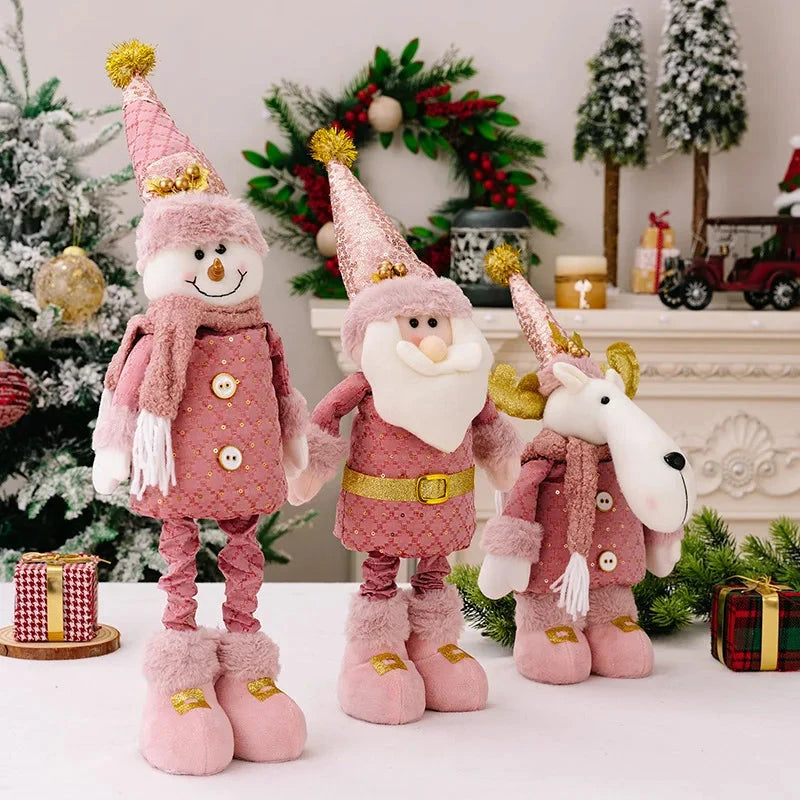 hristmas Decoration Pink Telescopic Doll Santa Claus Snowman Elk Various Standing Positions Holiday Atmosphere Christmas Gift Good Vibrations