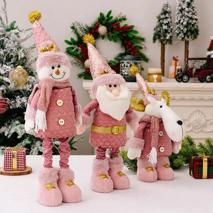 hristmas Decoration Pink Telescopic Doll Santa Claus Snowman Elk Various Standing Positions Holiday Atmosphere Christmas Gift Good Vibrations