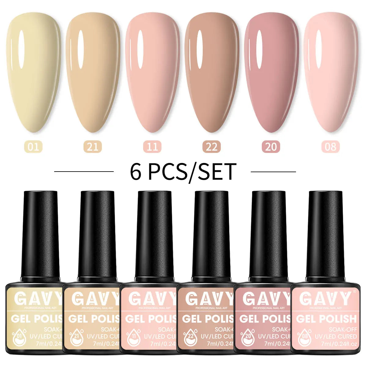 GAVY 6-piece quick-drying nail polish set, with high glossiness, perfect for DIY manicures at home or in the salon. Good Vibrations