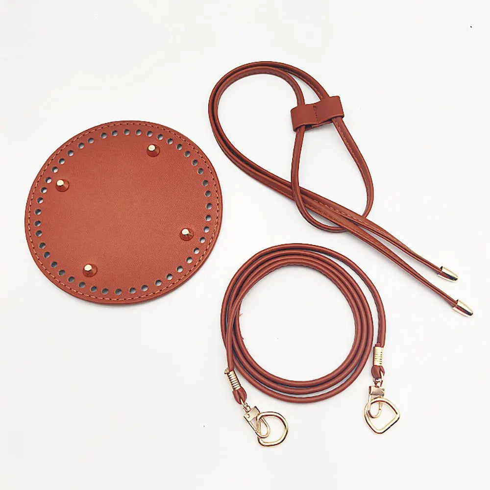 3Pcs DIY Purse Making Kit with Chain PU Leather Bucket Bag Base & Shoulder Strap Crochet Handbag Accessories ﻿ Good Vibrations