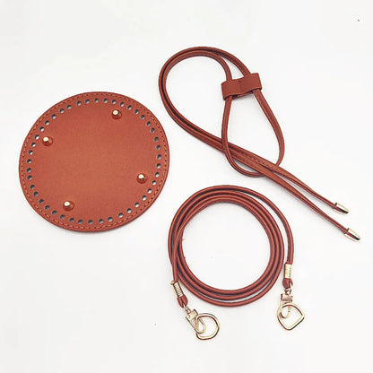 3Pcs DIY Purse Making Kit with Chain PU Leather Bucket Bag Base & Shoulder Strap Crochet Handbag Accessories ﻿ Good Vibrations