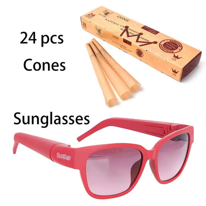 Fashion Sunglasses with Hidden Horn Tube Storage Removable Glasses Holder Rolling Paper Smoking Accessories Good Vibrations Adult Super Store