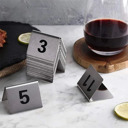 Double Sides Stainless Steel Table Numbers Square Table Digital Card Plate Restaurant Hotel desk Number,10Pcs per Set Good Vibrations