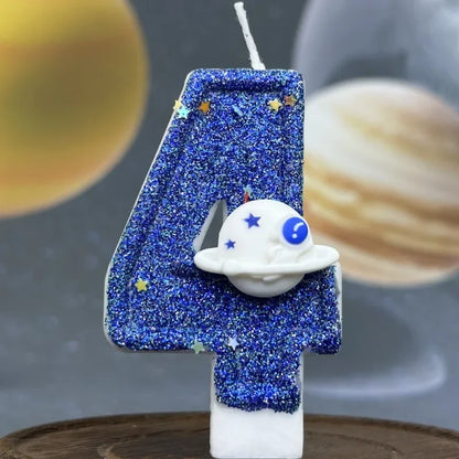 Number Birthday Candles Cake Party Decoration Birthday Candles Planet Universe Blue Boys and Girls Number0-9 Star Blue Party
