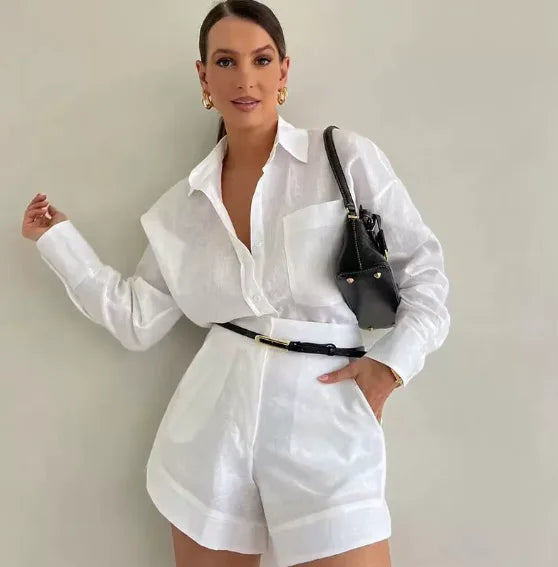 Women 2 Piece Set Outfit Women'S Vacation Fashion Casual Suit Solid Color Summer Conjuntos Para Mujeres 2 Piezas Elegantes 2025 Good Vibrations