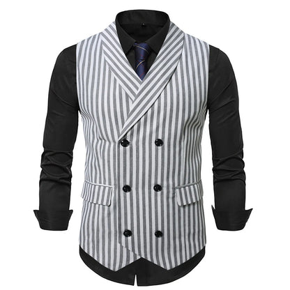 2025 Men's Spring Casual Single Button Suit Vest V Neck New Style  British Men's Suit Vest Waistcoat Formal Business Suit Vest