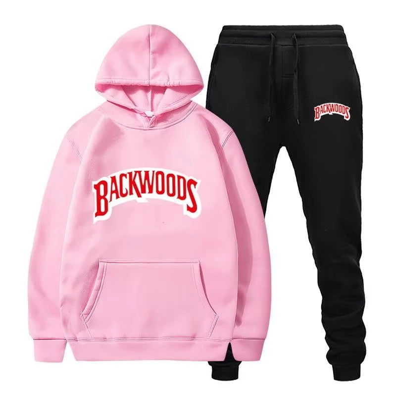 Winter Hoodie Sets Men Fashion Fleece Red Hoodies Black Brand Pants Casual Jogger Suit Tracksuit Sweatshirt Woman Pullover Good Vibrations