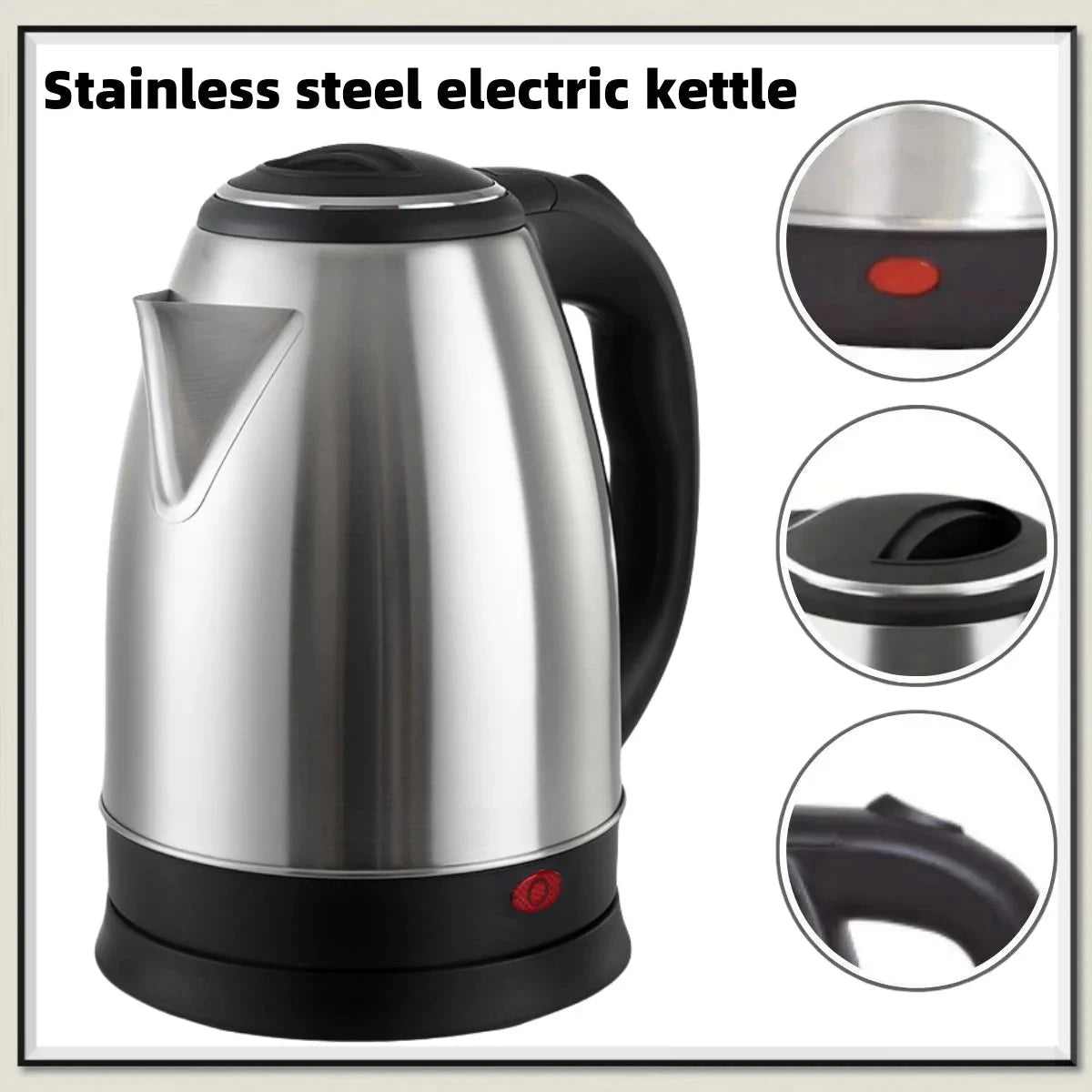 Travel Electric Kettle Tea Coffee 2L Stainless Steel Portable Water Boiler Pot For Hotel Family Trip Kitchen Smart Kettle Pot Good Vibrations