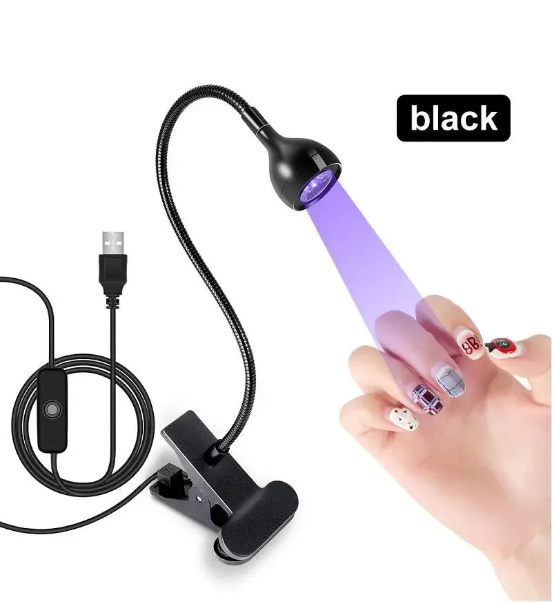 LED Nail Lamps 3W Flexible Gooseneck Lamp Quicky Dry Nail Manicure Dryer Gel Polish Curing Light for Gel Nails Good Vibrations