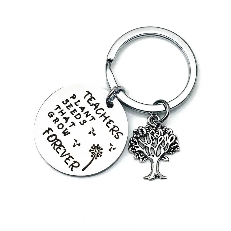 New Teacher Appreciation Gift Keychain Pendant  Graduation Key Chains Keyrings Gift Teachers Plant Seeds That Grow Forever Good Vibrations