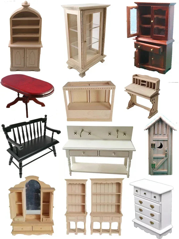 1:12  Miniature Dollhouse Furniture Model Play House Toy Cabinet Wooden Clamshell Desk New Diy Miniature Dollhouse Accessories Good Vibrations