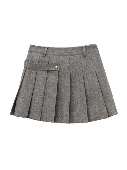 Women Wide Pleated Mini Skirt Sets For Women 2 Pieces Fashion Double Breasted Short Jacket Women 2 Pieces Women Outfit Good Vibrations