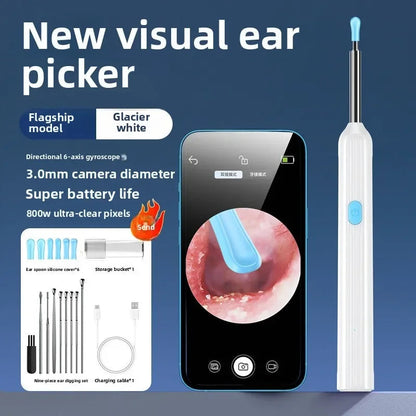 Wireless Visual Ear Endoscope Camera Ear Cleaning Tools Spoon Safe Silicone Earpick 5MP Camera Ear Wax Remover Luminous Otoscope Good Vibrations